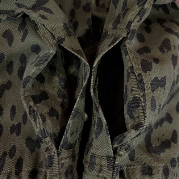 Rails Womens XS Collins Green Leopard Utility Military Jacket Linen Blend Safari - Picture 7 of 16